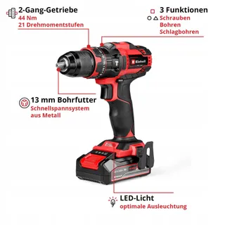 EINHELL Accuslagboorschroevendraaier 18V 44Nm 2 Versnellingen 2.5Ah