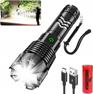 SHADOWHAWK LED Zaklamp Extreem Fel 550000 Lumen USB IP67
