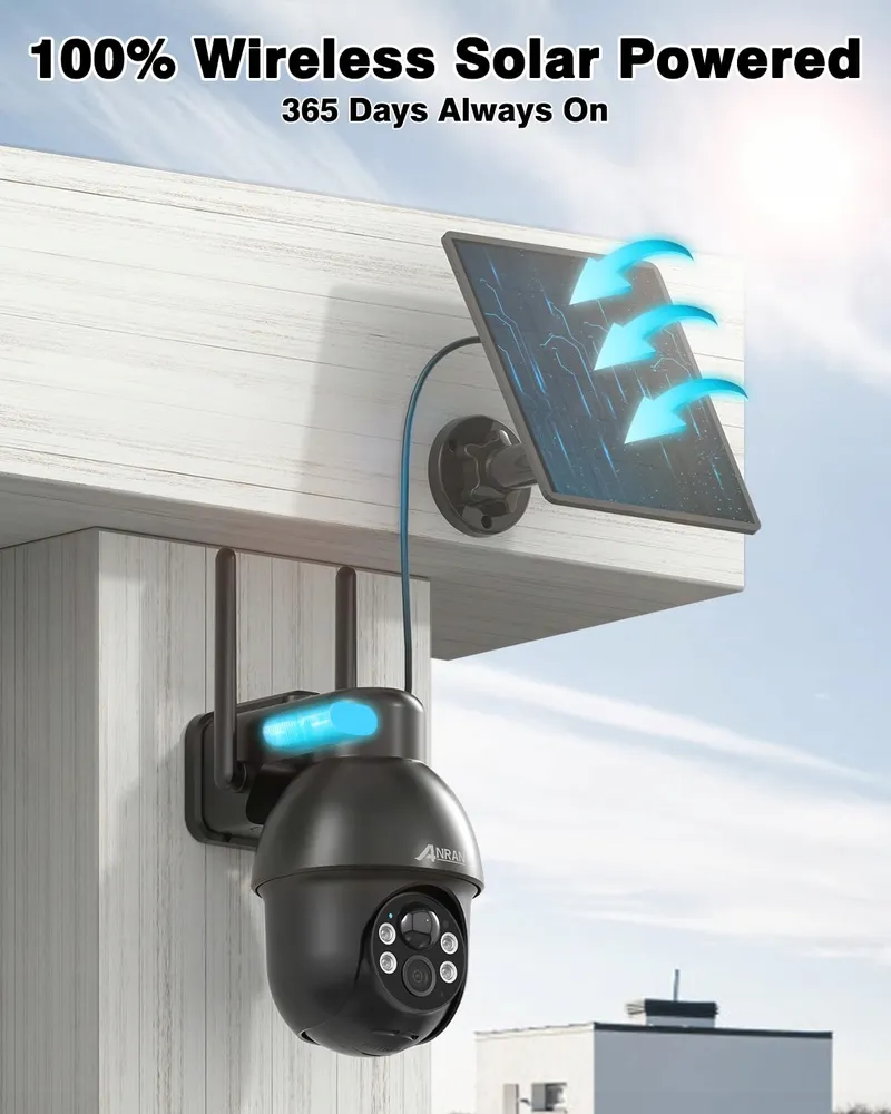 ANRAN Camera Buiten met Accu en Zonnepaneel 3K Zwart — foto 2