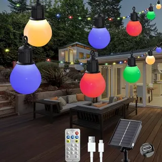 LITARK Solar Tuinverlichting 10m 100 LED Afstandsbediening USB Multicolor
