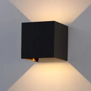 K-BRIGHT LED Wandlamp 12W Warmwit IP65 Zwart