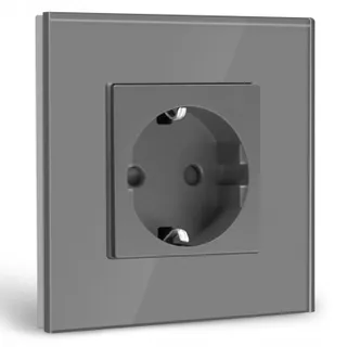 BSEED Stopcontact Glas Inbouw 16A EU Grijs 86mm