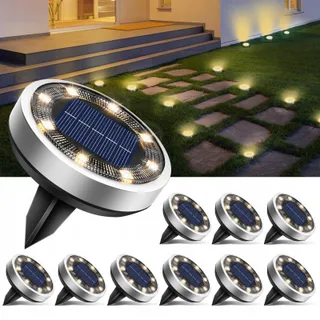 BTFARM 10 Stuks Solar Tuinlampen 8 LED Waterdicht