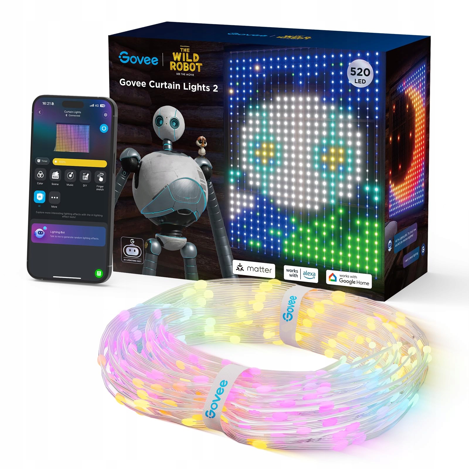 GOVEE LED Lichtgordijn RGBIC 520 Kleuren IP65 Alexa