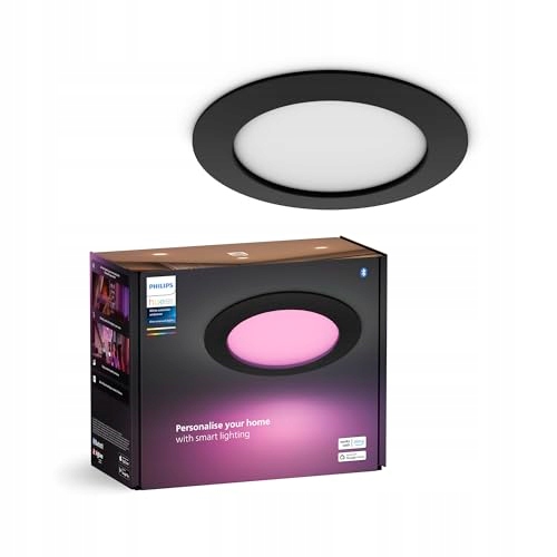 PHILIPS Hue Smart Slim Inbouwspot 170mm Zwart Bluetooth Alexa