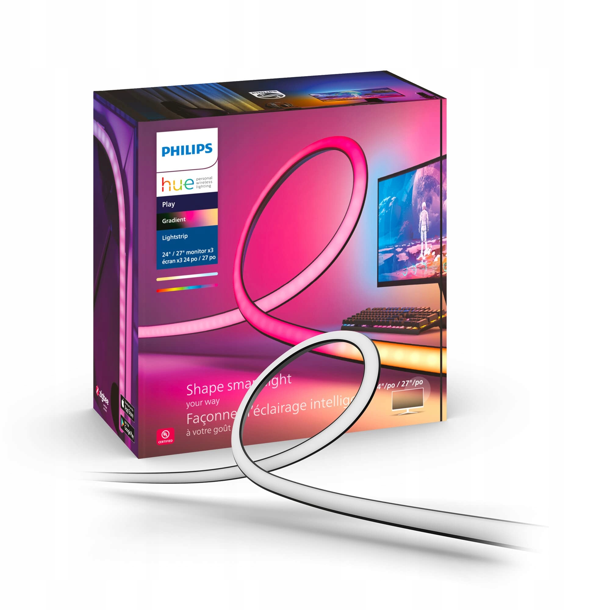 PHILIPS Hue Gradient Lightstrip RGB 3x24-27 Inch App-bediening