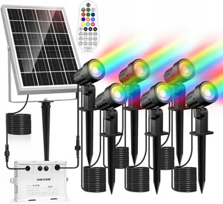 MEIKEE Solar RGB Tuinlamp met Afstandsbediening 10 Kleuren IP66 6 Stuks