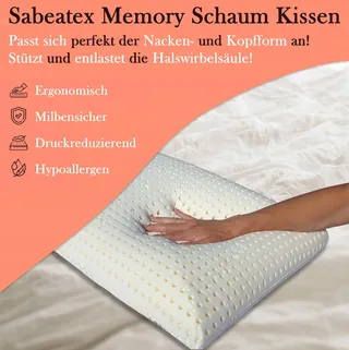 SABEATEX Orthopedisch Nekkussen Visco Memory 70x35x13cm Wit — miniatuur 2