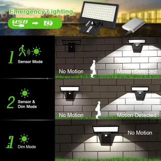JESLED Solarlamp Buiten 90 LED Bewegingssensor Waterdicht — miniatuur 3