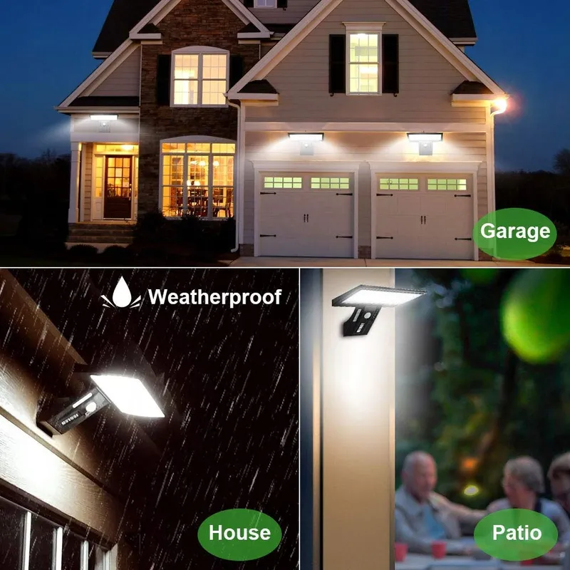 JESLED Solarlamp Buiten 90 LED Bewegingssensor Waterdicht — foto 6