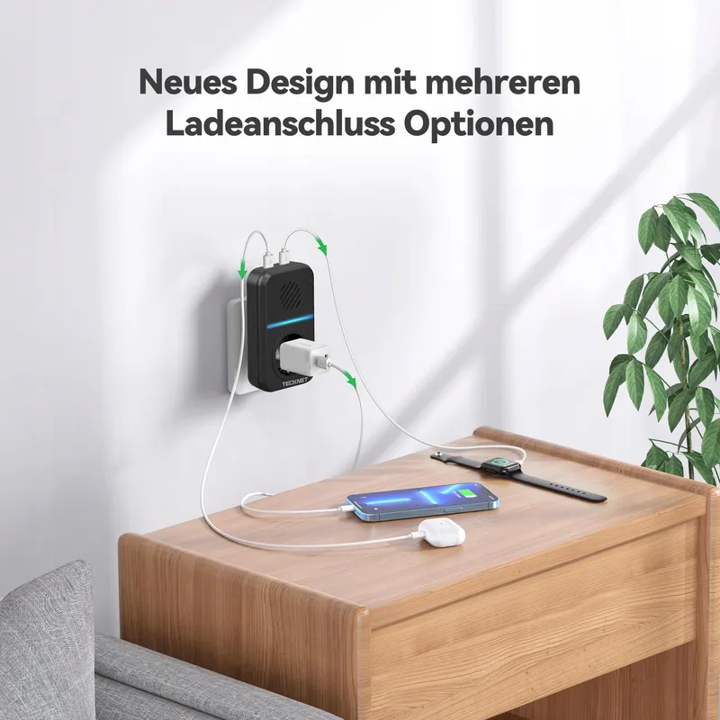 TECKNET USB Draadloze Deurbel IP65 400M 60 Beltonen LED Versie 2 — foto 2