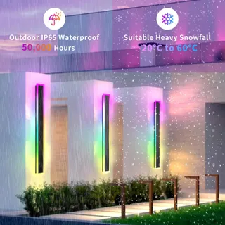 ZIHOI RGB LED Buitenwandlampen 100cm 2-Pack IP65 App Bediening — miniatuur 4