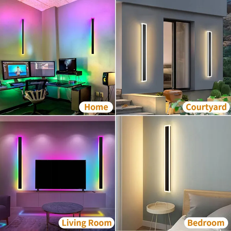 ZIHOI RGB LED Buitenwandlampen 100cm 2-Pack IP65 App Bediening — foto 5