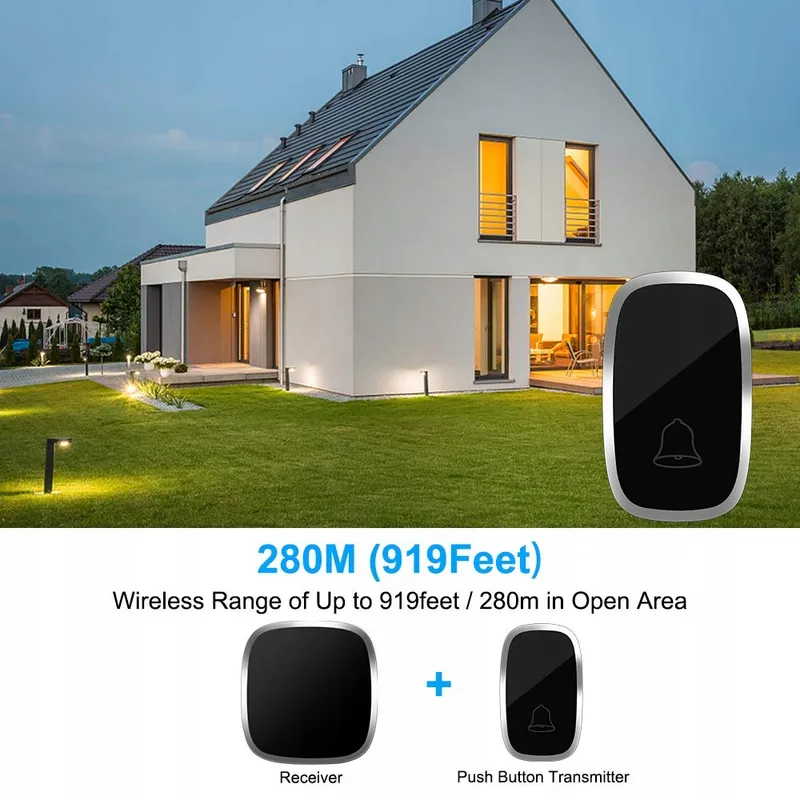 VEGENA Draadloze Deurbel 300m 36 Melodieen 4 Volumeniveaus — foto 2