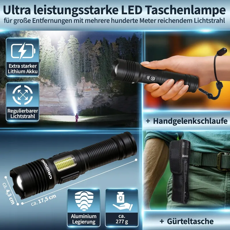 GRUNDIG LED Zaklamp Oplaadbaar Extreem Helder Robuust USB — foto 4