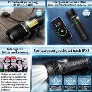 GRUNDIG LED Zaklamp Oplaadbaar Extreem Helder Robuust USB — miniatuur 5
