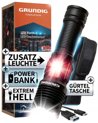 GRUNDIG LED Zaklamp Oplaadbaar Extreem Helder Robuust USB — miniatuur 1