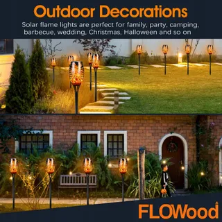 FLOWOOD Tuinfakkels Solarlampen 6 Stuks 12LED IP65 Waterdicht — miniatuur 7
