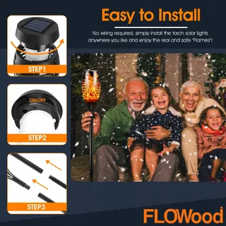 FLOWOOD Tuinfakkels Solarlampen 6 Stuks 12LED IP65 Waterdicht — miniatuur 2