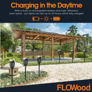 FLOWOOD Tuinfakkels Solarlampen 6 Stuks 12LED IP65 Waterdicht — miniatuur 4