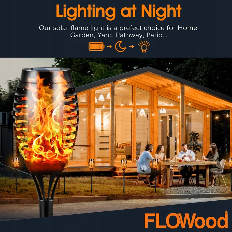 FLOWOOD Tuinfakkels Solarlampen 6 Stuks 12LED IP65 Waterdicht — foto 5