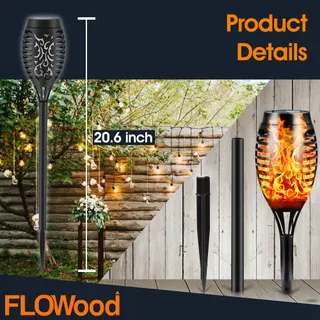 FLOWOOD Tuinfakkels Solarlampen 6 Stuks 12LED IP65 Waterdicht — miniatuur 3