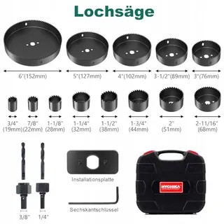 HYCHIKA Gatenzagen Set 19-delig Hout PVC Kunststof 19-152mm