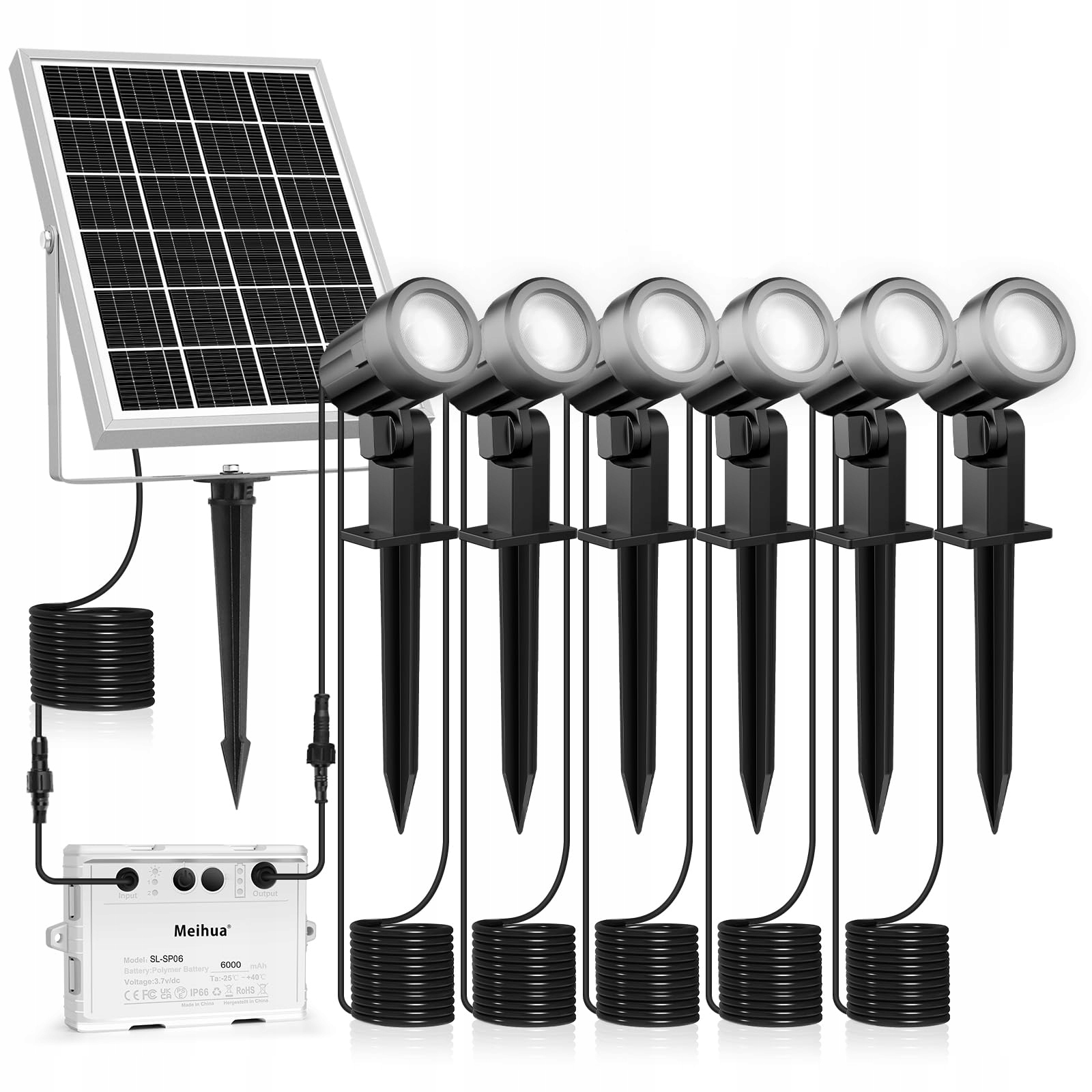 MEIHUA Solar Tuinspots Buiten 6 Stuks 6500K Wit Licht IP66