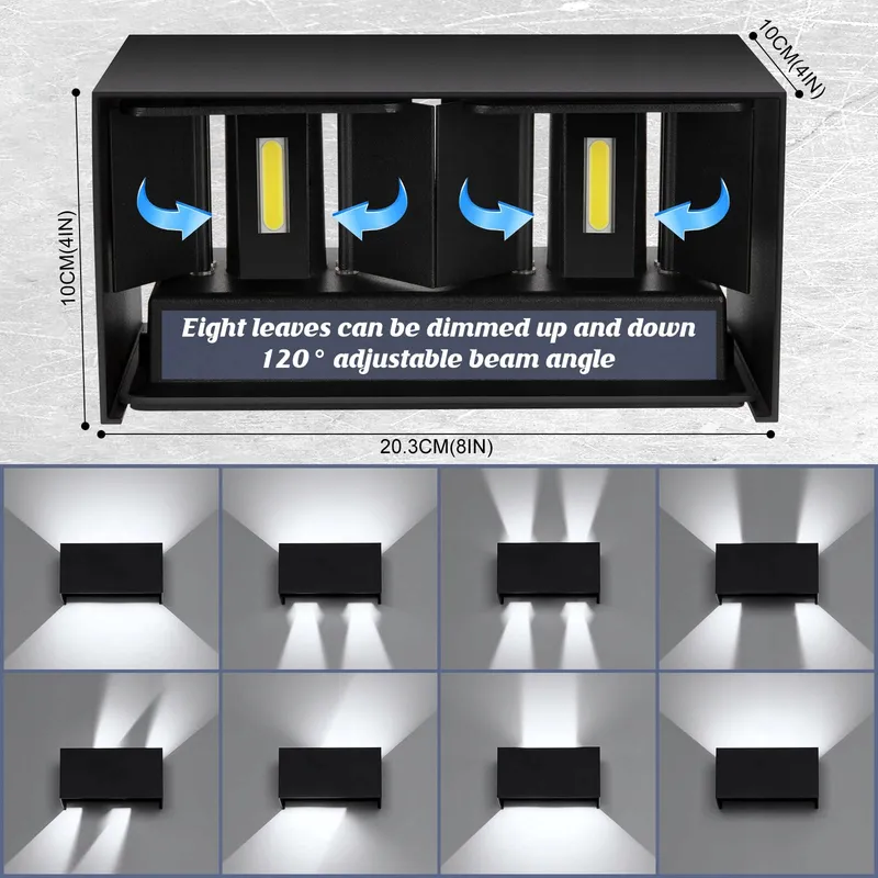 CWYCFW 4 Stuks LED Buitenwandlampen 24W Zwart 6000K IP65 — foto 2