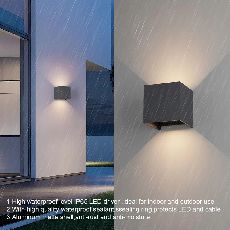 K-BRIGHT LED Buitenlampen 12W Instelbare Lichtstraal IP65 4000K Wit — foto 4