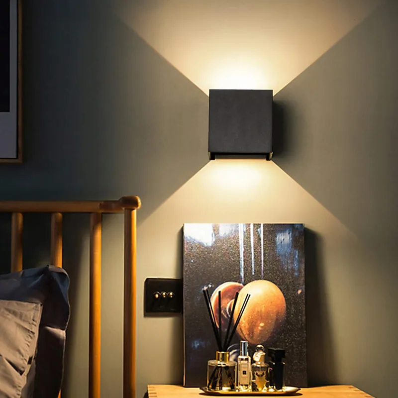 LED Wandlamp Zwart 12W 3000K IP65 Waterdicht Vierkant — foto 3