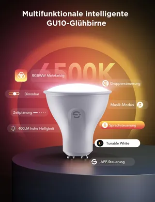 GOVEE Slimme Lamp GU10 LED RGBWW 400LM Kleurveranderend Alexa 2 Stuks