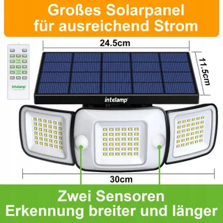 INTELAMP Zonnelampen met Bewegingsmelder 6000mAh 1200LM IP65 — miniatuur 3