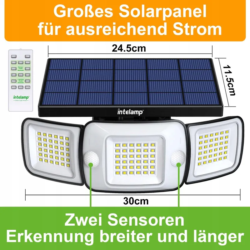 INTELAMP Zonnelampen met Bewegingsmelder 6000mAh 1200LM IP65 — foto 3