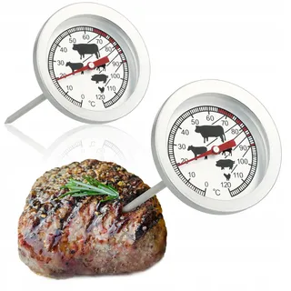 COM-FOUR Braadthermometer Roestvrij Staal Analoog 120°C 2 Stuks