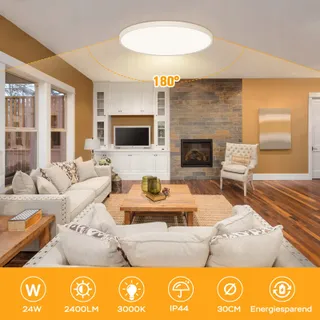 OUILA LED Plafondlamp Rond 24W 3000K 2400LM IP44 Keuken Badkamer — miniatuur 2