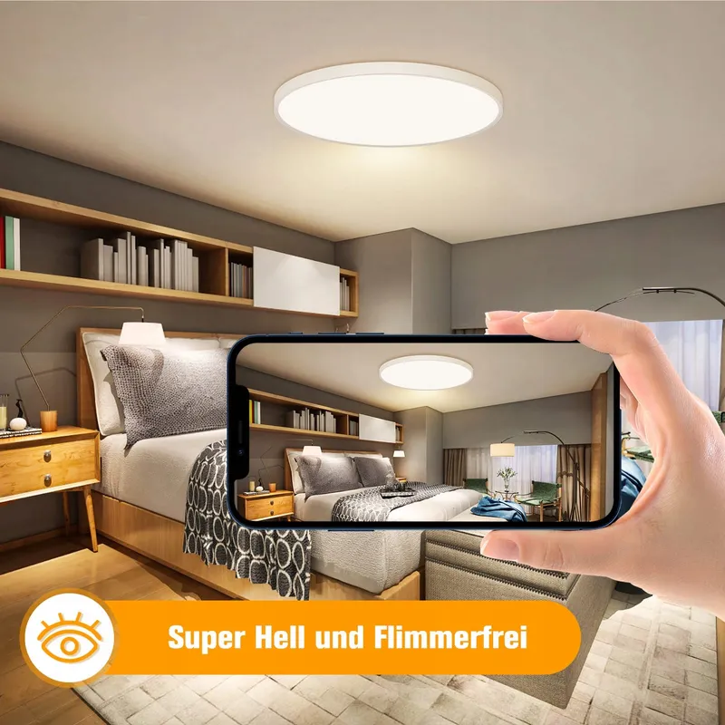 OUILA LED Plafondlamp Rond 24W 3000K 2400LM IP44 Keuken Badkamer — foto 3