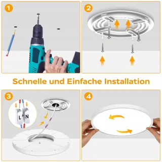 OUILA LED Plafondlamp Rond 24W 3000K 2400LM IP44 Keuken Badkamer — miniatuur 7