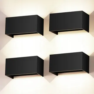 CWYCFW 4 Stuks LED Wandlamp 24W Zwart IP65 4000K