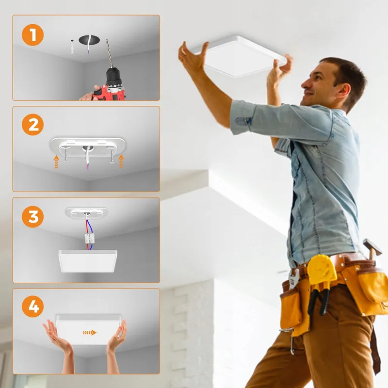 SLOCHI Vierkante LED Plafondlamp 15W 1500LM Slaapkamer Keuken — foto 6