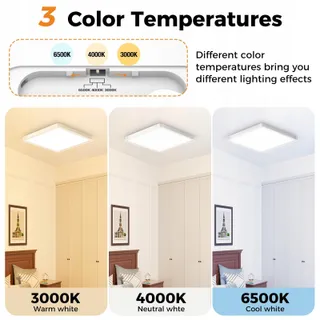 SLOCHI Vierkante LED Plafondlamp 15W 1500LM Slaapkamer Keuken — miniatuur 2