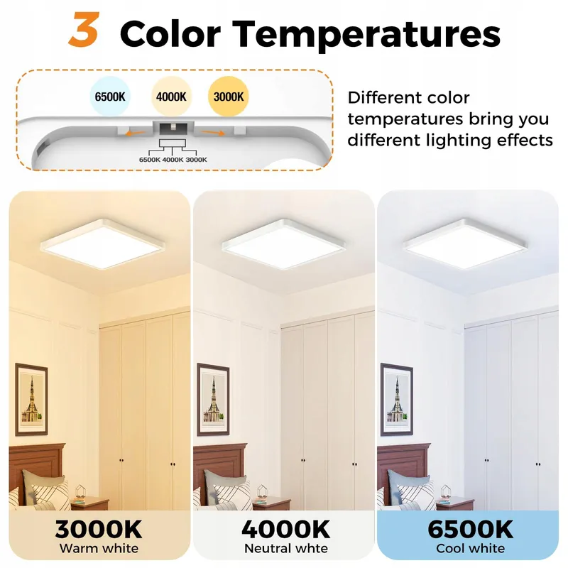 SLOCHI Vierkante LED Plafondlamp 15W 1500LM Slaapkamer Keuken — foto 2