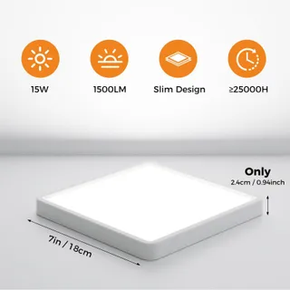 SLOCHI Vierkante LED Plafondlamp 15W 1500LM Slaapkamer Keuken — miniatuur 3