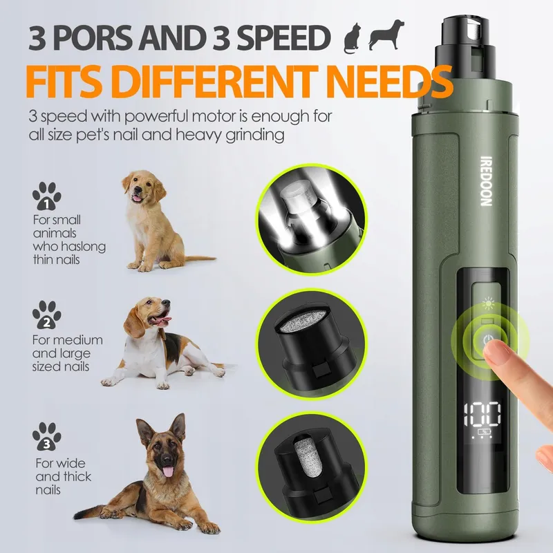 IREDOON Professionele Nagelslijper Honden 3-Standen 4 LED — foto 2