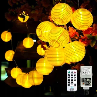 BIGZOM LED Lichtketting Lampion Waterdicht 5M 20 LED Timer