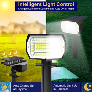 LOTMOS Solarlamp Tuin LED 72LED 6500K Waterdicht 6 Stuks — miniatuur 2