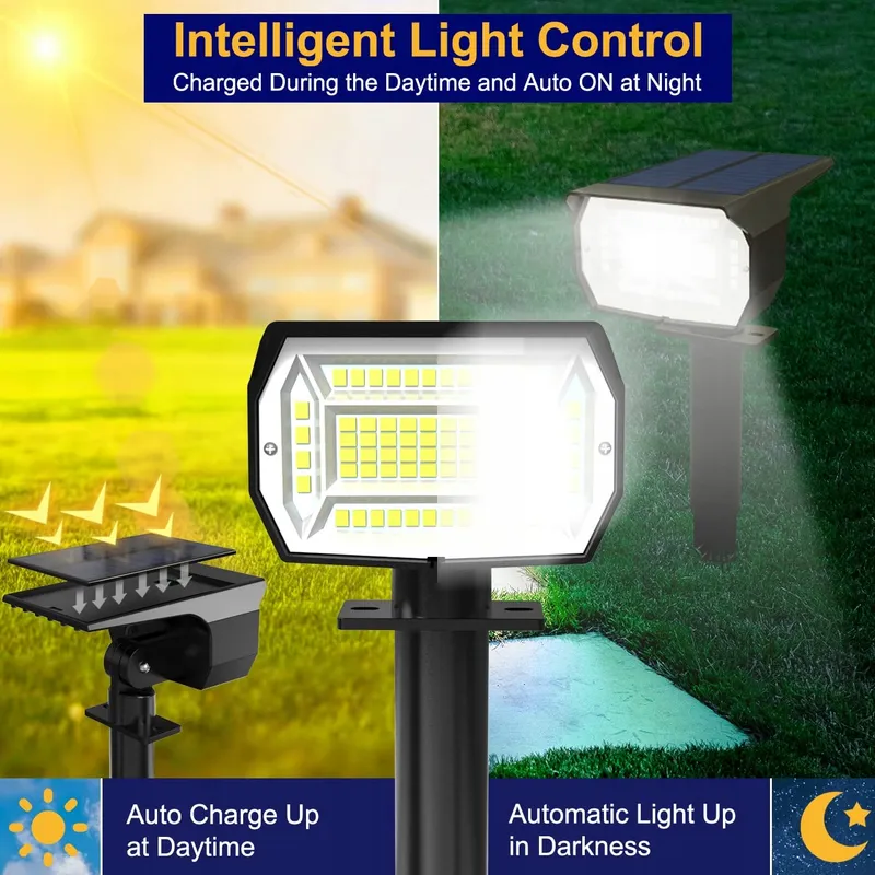 LOTMOS Solarlamp Tuin LED 72LED 6500K Waterdicht 6 Stuks — foto 2