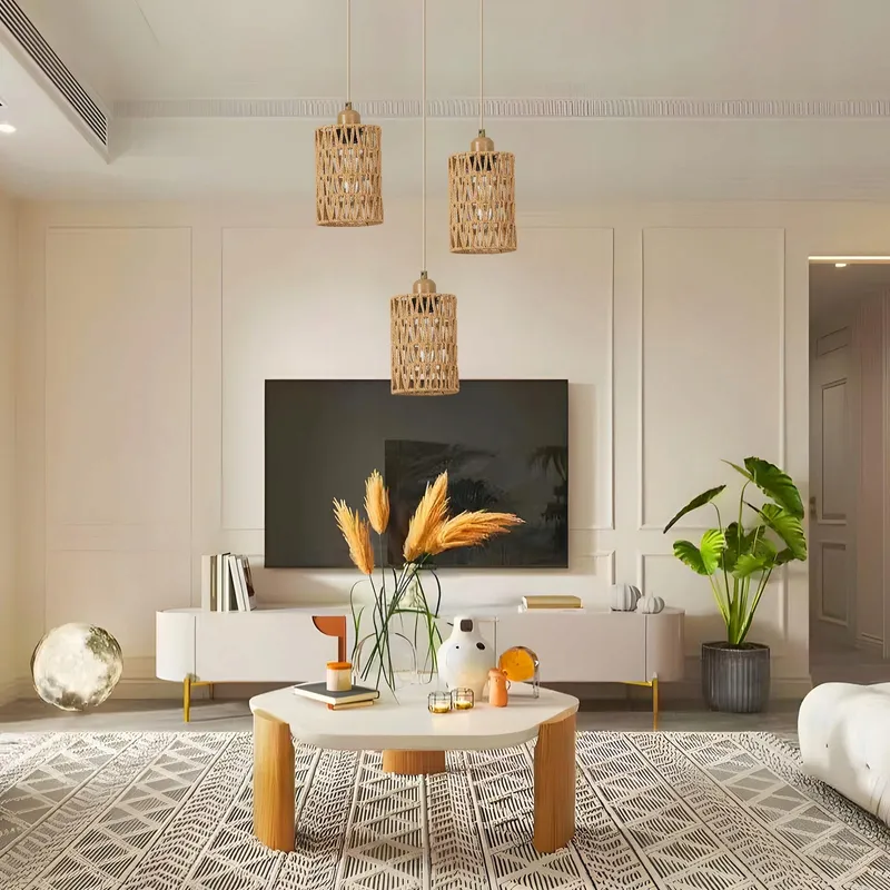 FORCOSO Hanglamp Rotan Boho 3 Lichten E27 Eetkamer Keuken — foto 7