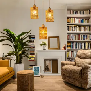 FORCOSO Hanglamp Rotan Boho 3 Lichten E27 Eetkamer Keuken — miniatuur 3
