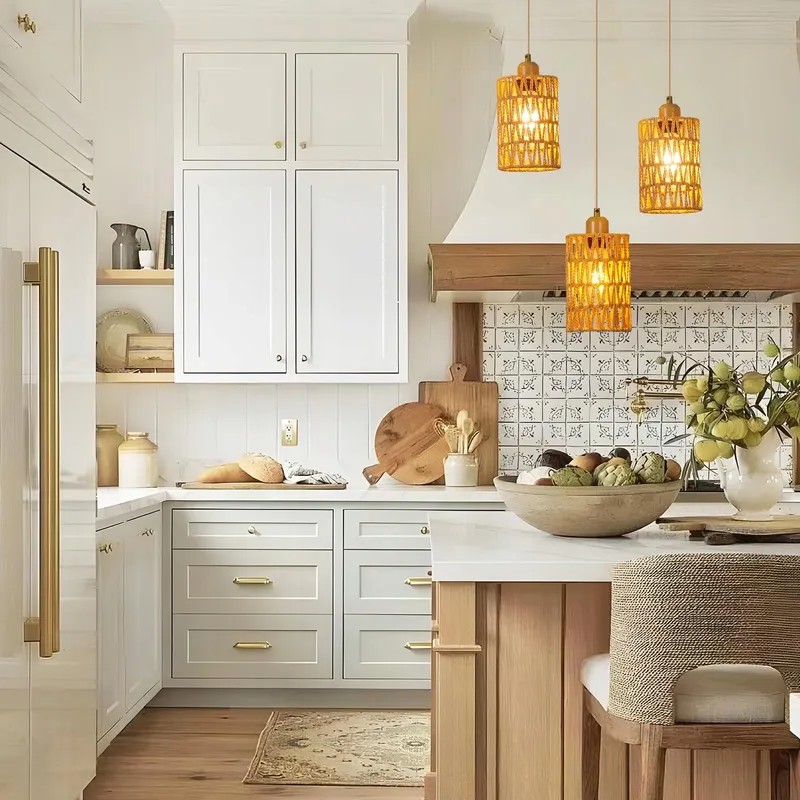 FORCOSO Hanglamp Rotan Boho 3 Lichten E27 Eetkamer Keuken — foto 5